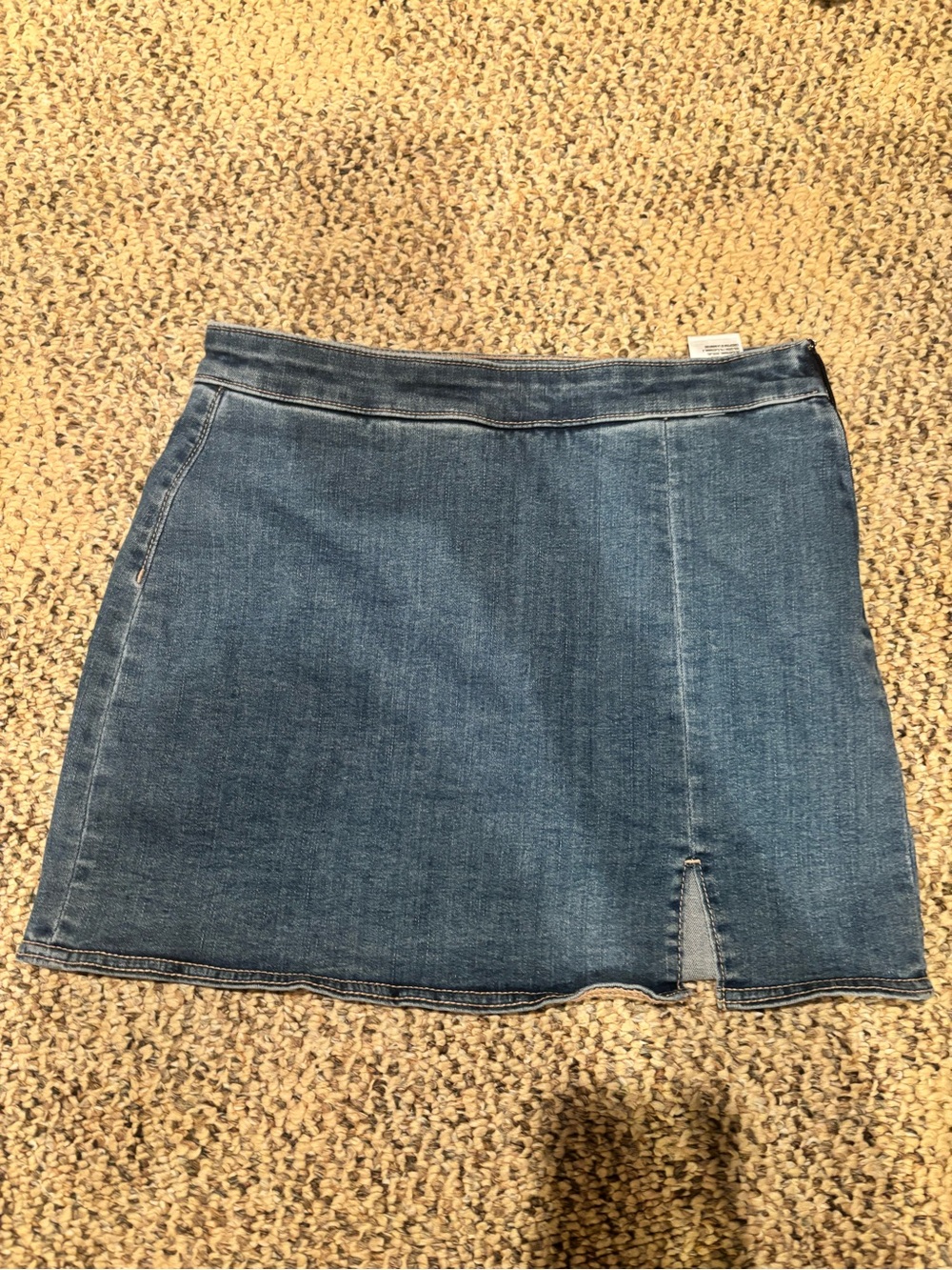American Eagle Outfitters Blue Denim Mini Skirt with Front Slit